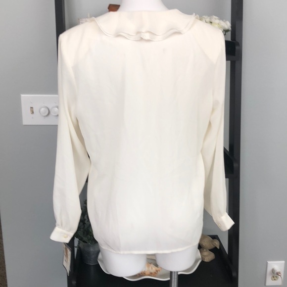 VTG Susan Bristol sheer ivory long sleeve blouse - Picture 5 of 10